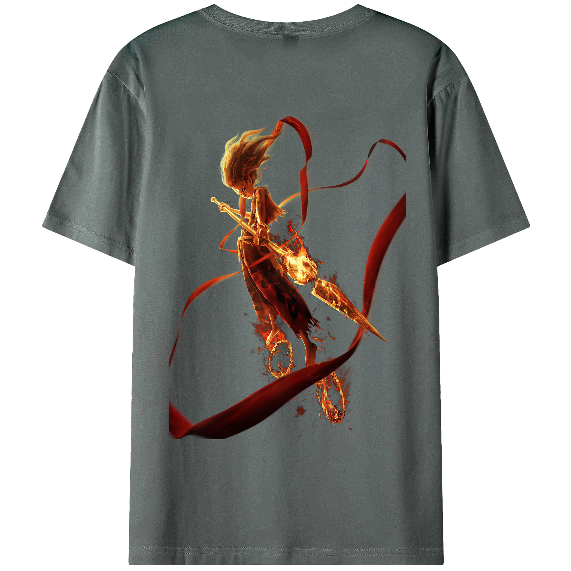 （画像用） Ne Zha 2 ナタ 魔童の大暴れ 綿100％ メンズ半袖Tシャツ（バックプリント） 通気性